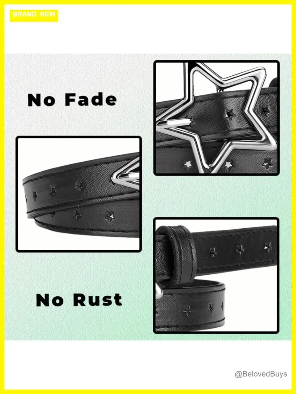 Retro Y2K Star Belt with Adjustable Faux Leather Waist Belt for Women
